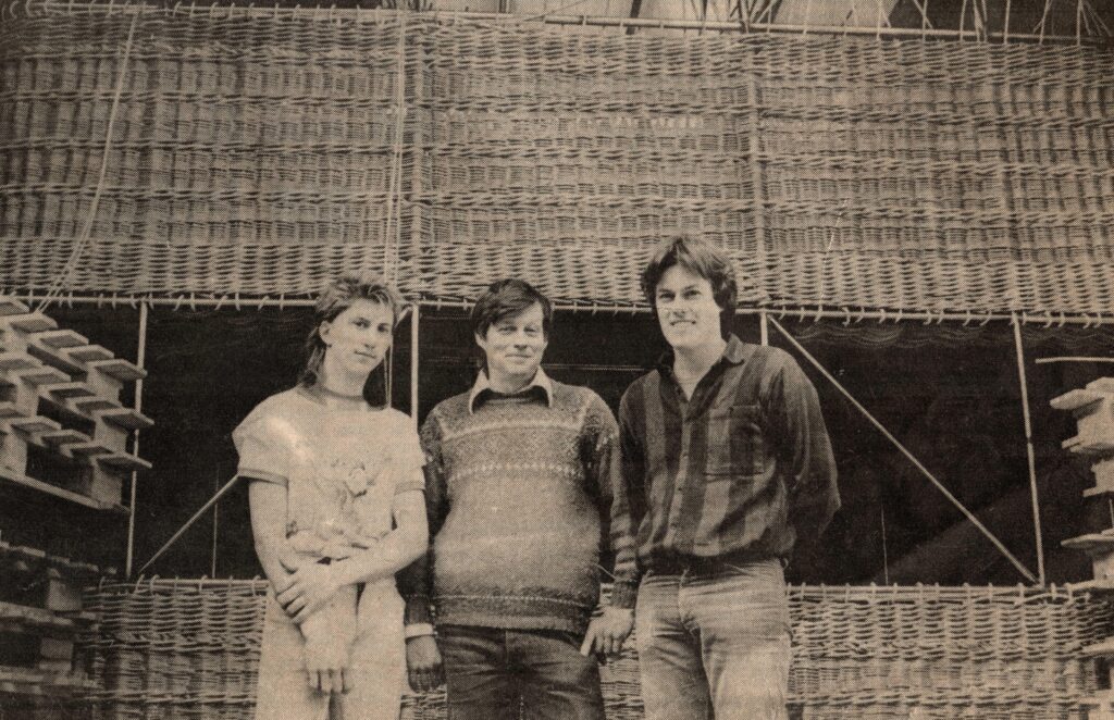 A double-decker hot air balloon basket.